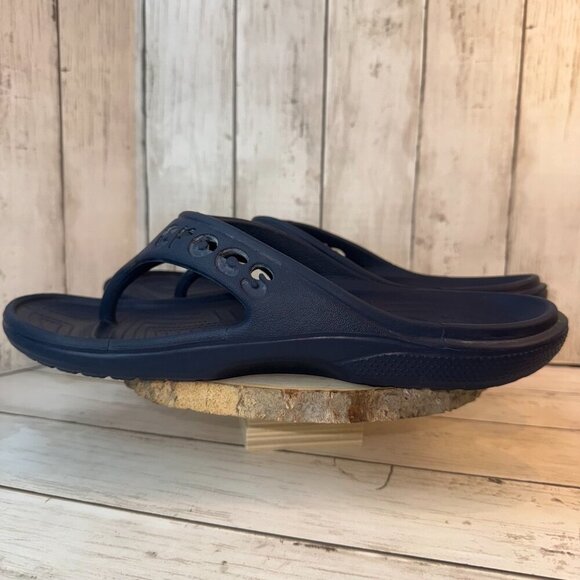 Crocs Baya II Mens Size 12 Comfort Flip Flop Navy Blue Thong Sandals - Picture 4 of 9